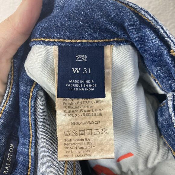 Scotch & Soda Amsterdams Blauw Ralston Shorts Mens 31 Denim Button Fly Stretch - Picture 14 of 16